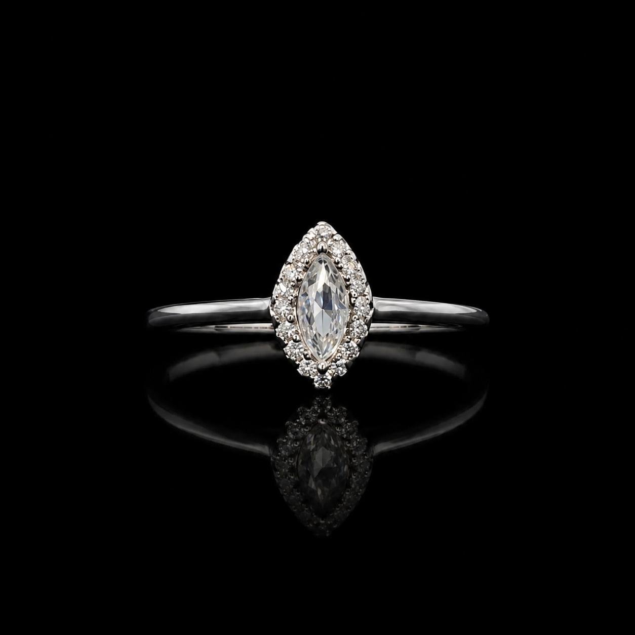 Marquise Halo 925 Silver Ring