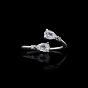 Twin Pear 925 Silver Open Ring
